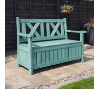 Jack Stonehouse Green Wooden Storage Bench - Size: 2 Seater - Wilko