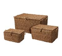 Jack Stonehouse Jsh Rectangular Wicker Storage Baskets Set Of 3 Natural Woven Seagrass Home Organiser Boxes Kids Toys Blankets Towels Playroom