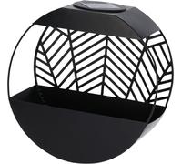 Jack Stonehouse JSH Solar LED Garden Wall Planter Lamp | Hexagonal or Round Iron Lattice Lantern Light | Outdoor Decorative Porch Patio Fence Decor Lighting (Round)