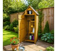 Jack Stonehouse Jsh Tall Slim Wooden Outdoor Garden Storage Shed, Compact Utility Sentry Unit, Slope Roof, Lockable Door, Shelves, Roof Hatch 6Ft