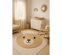 Jack Stonehouse Jsh Teddy Bear Rug Round Woven Natural Seagrass And Jute Cute Home Decor Perfect For Nursery Play Room Baby