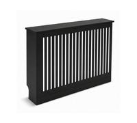 Jack Stonehouse Jsh Vertical Slat 112Cm Black Gloss Wooden Radiator Cover With Base Sturdy Stylish Modern Mdf - Medium