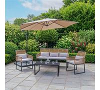 Jack Stonehouse Jsh Wicker Garden Patio Furniture Set With 5 Seater Sofa & Chairs & Coffee Table Padded Cushions