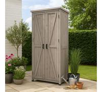 Jack Stonehouse Tall Wooden Garden Storage Cabinet - Grey, Grey