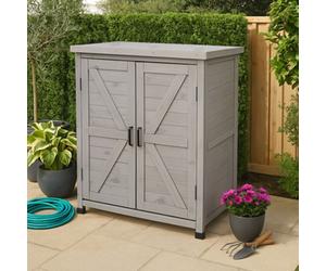 Jack Stonehouse Jsh Wooden Garden Storage Tool Shed Outdoor Weatherproof Utility Cupboard Cabinet With Shelves - Magnetic Latch - Grey