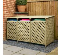 Jack Stonehouse Jsh Xl Triple 3-Bay Wheelie Bin Store For 3X 240L (Standard) Or 360L (Large) Bins - Natural Wood