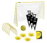 Kickmaster Football Kids Ultimate Challenge Set with Goal, Ball, Cones, Passing Hoops & Free Kick Figures Yellow