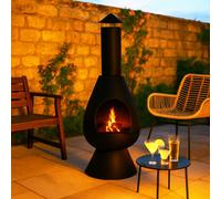 Jack Stonehouse Large Modern Garden Chiminea Fireplace Black