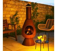 Jack Stonehouse Large Modern Garden Chiminea Fireplace Rust