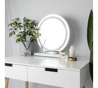 Jack Stonehouse Lucille Hollywood Round Vanity Mirror With Halo Led Light Bulbs Makeup Beauty