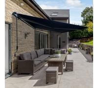 Jack Stonehouse Manual Awning 3M X 2.5M Garden Patio Canopy Sunshade Shelter Retractable With Fittings And Crank Handle - Dark Grey
