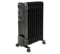 Jack Stonehouse Oil Filled Radiator 2000W/2KW 9 Fin Portable Electric Heater - 3 Power Settings, Adjustable Thermostat, Overheat Protection Safety Cut Off - Black
