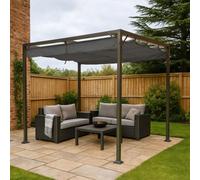 Jack Stonehouse Outdoor Free Standing Pergola - Retractable Water-Resistant Roof Canopy & Steel Frame. For Sun, Bbq, Parties - Grey - 3M X 2.15M