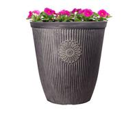 Jack Stonehouse Outdoor Kensington Tall Planter Slate Effect Round Plastic Flower Pot - Chocolate Grey 40.5X42Cm 33Lt Frost/uv Resistant