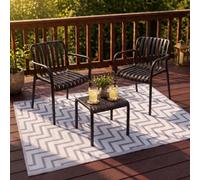 Jack Stonehouse Outdoor Plastic Rug Wool-Look Anti-Slip Durable Garden Patio Conservatory Carpet Mat - Grey Zigzag