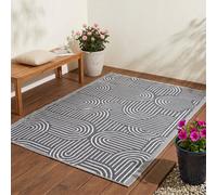 Jack Stonehouse Outdoor Plastic Rug Wool-Look Anti-Slip Durable Garden Patio Conservatory Carpet Mat - Grey Arch