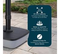 Jack Stonehouse Patio Umbrella / Parasol Stand Base with Rollers 25L f