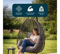 Jack Stonehouse Rattan Patio Hanging Egg Chair with Cushions