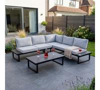 Jack Stonehouse Santorini 5 Seater Garden Sofa Set With Table - Large Modular L Shape Lounge Furniture Set For Patio, Decking - Grey