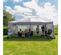 Jack Stonehouse Silver Lined Pop Up 6X3M Gazebo Dark Grey