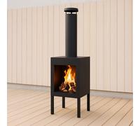 Jack Stonehouse Square Outdoor Modern Chiminea Garden Fire Pit Black