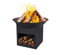Jack Stonehouse Square Outdoor Modern Garden Fire Pit Bowl On Base Black
