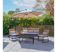 Jack Stonehouse Tuscany 5 Seater Metal And Wicker Sofa Set With Cushions