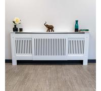 Jack Stonehouse Vertical Slat White Mdf Wooden Radiator Cover - Adjustable - 140-204Cm (W) X 81.5Cm (H) X 19Cm (D)
