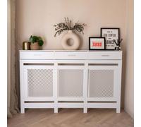 Jack Stonehouse White Diamond Mdf Radiator Cover With Drawer - Large - 152Cm (W) X 81.5Cm (H) X 19Cm (D)