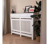 Portland 2 Drawer White Radiator Cover Medium