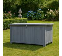 Jack Stonehouse Wooden Garden Storage Deck Box With Lockable Lid - Outdoor Chest Container For Patio Cushions Outdoor Toys & Tools - 468L
