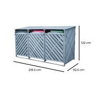 Jack Stonehouse Wooden Triple Wheelie Bin Storage - Grey Colour: Grey