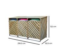 Jack Stonehouse Wooden Triple Wheelie Bin Storage - Natural Colour: Na
