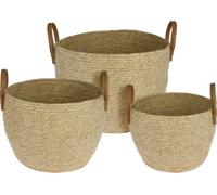 Jack Stonehouse Woven Natural Storage Baskets Set Of 3 Round Home Organiser Storage Toys Logs Towels Bathroom Clothes