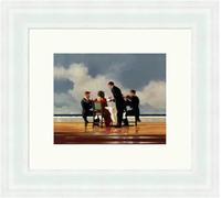 Jack Vettriano Framed Art, Elegy For The Dead Admiral Romance Beach wall art White- 33cm x 33cm