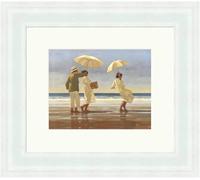 Jack Vettriano Framed Art, The Picnic Party Vintage Beach Scene Wall Art White - 33cm x 39cm
