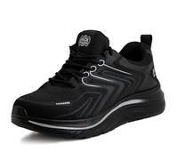 Jack Walker Men's Walking Trainers Lightweight and Breathable Air Bubble Comfort and Non-Slip Rubber Soles Ideal for Trekking Protective Sports Footwear for Everyday Use JW032 Black (7 UK)