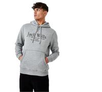 Jack Wills Mens Batsford Graphic Logo Hoodie Hoody Top Grey Marl 3XL