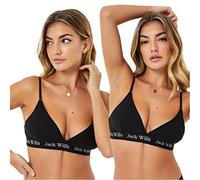 Jack Wills Womens Biddstone Multipack Bralette 2 Pack Lightly Lined Bralettes Black 12 (M)