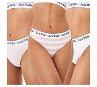 Jack Wills Womens Deptford Multipack Thong 3 Pack Briefs Cotton Stretch Pink/Pink/White 12 (M)
