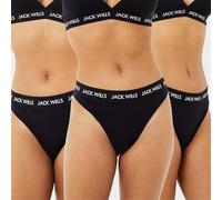 Jack Wills Womens Deptford Multipack Thong 3 Pack Briefs Cotton Stretch Wht/Grey/Black 10 (S)