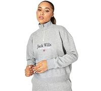 Jack Wills Womens Honeylane Half Zip Sweatshirt Quarter Sweater T Shirt Top Grey Marl 16 (XL)