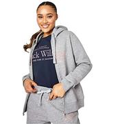 Jack Wills Womens Hunston Logo Zip Hoodie Hoody Hooded Top Long Sleeve Regular Grey marl 16 (XL)