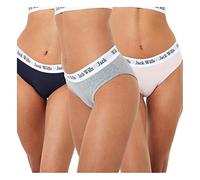 Jack Wills Womens Wilden Multipack Boy Pants 3 Pack Short Briefs Elasticated Pink/Navy/Grey 14 (L)