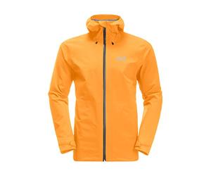 Jack Wolfskin Highest Peak Men's Rain Jacket M Waterproof and Windproof Comfortable, Orange pop, XXL