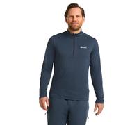 (L, Midnight Sky) Jack Wolfskin Mens 2024 Sky Thermal Half Zip Moisture Wicking Baselayer Sweater