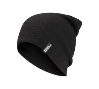 Women's Jack Wolfskin Womens Rib Cuffed Beanie Hat - Black - Size: ONE size
