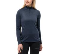 (S, Night Blue) Jack Wolfskin Womens Sky Thermal Half Zip Baselayer Fleece Top