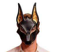 Jackal Cosplay Masque Ancient Egypt God Costume Accessory Adjustable Strap Detailed Resin Craft Lightweight Design For Holiday Masquerade Party Stage Performance Photoshoot Themed Event V