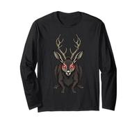 Jackalope Cryptid Red Eyes Dark Creature Art Long Sleeve T-Shirt